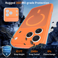 Coque de téléphone magnétique sans fil orange tendance pour iPhone 18 17 Pro Max, finition mate douce au toucher, protection de l'objectif