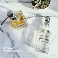 Distributeur de savon vide en verre de 12 oz au design antique avec pompe en acier inoxydable, rechargeable, pour cuisine et salle de bain, vente en gros