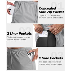 FOXA Short de sport pour homme avec doublure 5,7 pouces, léger, en maille, pour la course à pied, séchage rapide, respirant, avec poches - Product Image 4