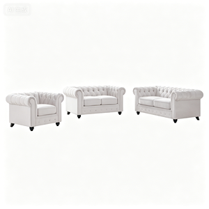 Juego de Sofás de Terciopelo Ecológico Hecho a Mano con Diseño Europeo Moderno, Respaldo Acolchado, Brazos Acolchados, Fibra Ultrafina, 3+2+1 Plazas para Sala de Estar - Product Image 6