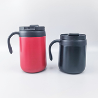 Tasse à café de bureau en céramique d'acier inoxydable 304 isolée au laser avec logo personnalisé avec couvercle de poignée pour cadeaux d'affaires prix d'usine