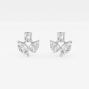 Elegantes Pendientes de Tres Piedras en Mosaico de 1, 2 y 3 Quilates con Brillo Intenso, Joyería de Lujo Ética para Mujer, para Uso Diario y Ocasiones Especiales - Product Image 3