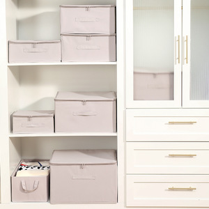 Clothing Organizer <b>Storage</b> Box Rectangle 100% Cotton Washable For Home Use - Product Image 3