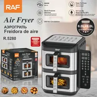 Friteuse à air RAF R.5280 2800W 6L+6L Double Panier Circulation d'air à 360° 80% Moins d'huile Écran Tactile Numérique Synchronisation Facile Nettoyage Simplifié