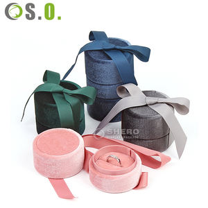 Caja de Terciopelo de Alta Gama para Collares y Anillos de Diamantes, Caja de Regalo de Joyería Personalizada, Cajas de Plástico y Terciopelo con Lazo Elegante, Caja de Terciopelo para Collares - Product Image 6