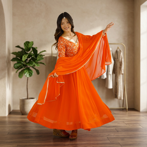 TENNECY Nuevo Vestido de Georgette Bordado con Lentejuelas para Boda y Fiesta - Sin Arrugas, Largo hasta el Tobillo, Reversible - Product Image 1
