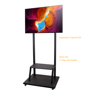 ขาตั้งทีวีแบบเคลื่อนที่ LCD-10B ดีไซน์พกพา พร้อมล้อเลื่อนแบบล็อคได้ และชั้นวาง - Product Image 6