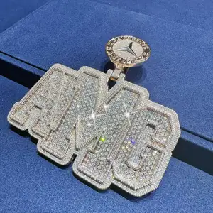 Custom Iced Out High Quality moissanite chain Very Clear Silver 925 VVS Moissanite Hip Hop Letter Pendant chains for men