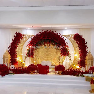 Decoração de Casamento com Tema Marroquino, Arcos de Ferro para Fundo de Evento Mehndi, Estrutura de Arco de Casamento Dourada para Recepção - Product Image 2