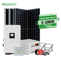 Sistema de Energía Solar Trifásico Completo Whayo de 10KW 12KW 15KW 18KW 20KW, Kit de Sistema de Energía Híbrido Comercial con Inversor