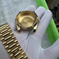 Montre mécanique de plongée haut de gamme pour homme, étanche, en or pur 18 carats, avec anneau à motif dents de chien, compatible avec le mouvement 3255