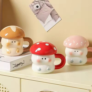 Tasse à café en céramique peinte à la main de grande capacité avec poignée et couvercle Personnalité Cadeau d'<span class=keywords><strong>anniversaire</strong></span> Tasse à eau - Product Image 1