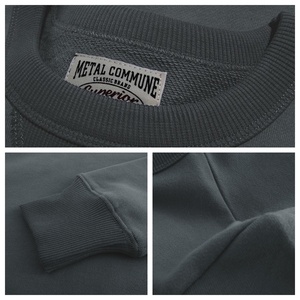 เสื้อสเวตเชิ้ตคอกลมผ้าฝ้าย 100% หนัก 360GSM แบบมีโลโก้สั่งทำพิเศษสำหรับผู้ชาย ชายเสื้อแบบริบ สไตล์มินิมอลญี่ปุ่น อุ่นสบาย ขายส่ง - Product Image 2