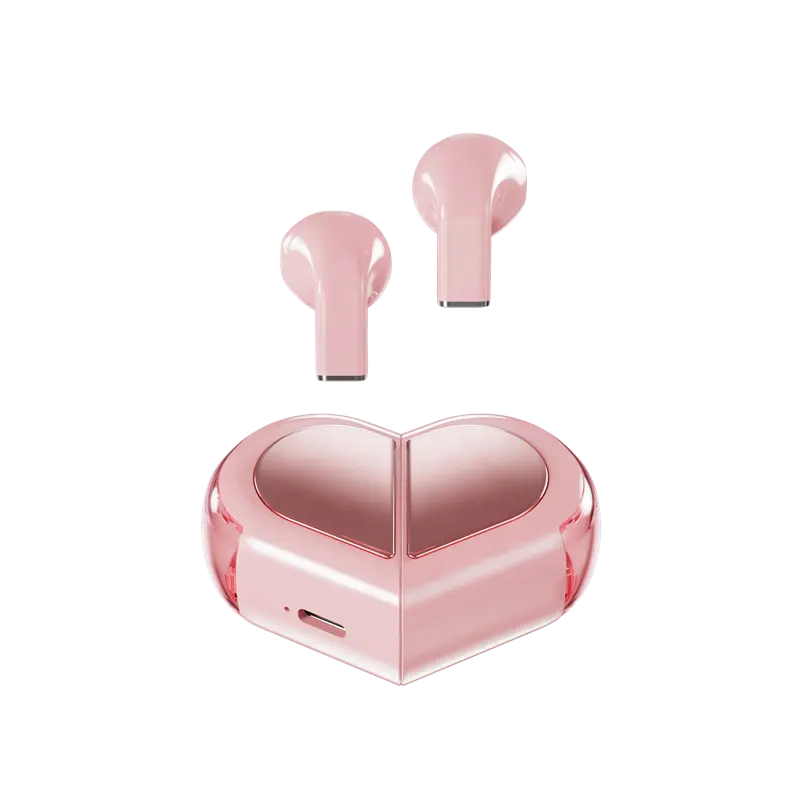 Nuova innovazione 2 in 1 rotazione Mini a forma di cuore auricolari senza fili auricolari Stereo auricolari