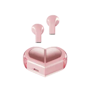 New Innovation 2 in 1 Rotation Mini Heart Shaped Wireless Earbuds Earphone Stereo Ear Buds