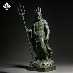 Statua Classica di Poseidone in Bronzo Fuso con Tridente per Ornamento Paesaggistico di Parchi Costieri - Product Image 1