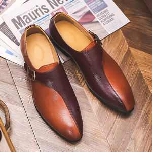 British Men's Waterproof Genuine Leather Closed Toe Oxford Handmade Wedding Formal Business Casual Shoes Anti-Slip <b>Buckle</b> <b>Straps</b> - Product Image 6
