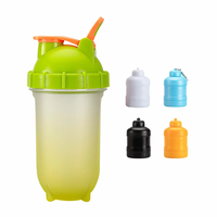 Shaker à protéines en plastique transparent mat de 500ml personnalisé bouteille d'eau d'été de fitness à boire directement pour la salle de sport activité en plein air