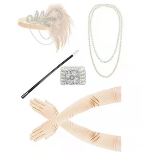 Costume <span class=keywords><strong>Charleston</strong></span> des années 1920 pour cosplay d'Halloween, accessoires Gatsby des années 1920, serre-tête rose nude, serre-tête à plumes Great Gatsby - Product Image 4