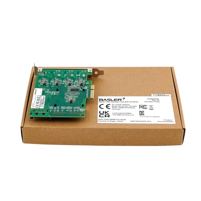 Basler 2200002207 USB Interface Card 4HC 5G 4Port PCIe 2.0x4 USB3 Vision Machine Card for Multi USB3 Industrial Camera System