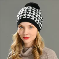 Kış 2021 Beanies kadınlar balıksırtı şapka sahte tavşan kürk ponpon yün örgü şapkalar kış kasketleri