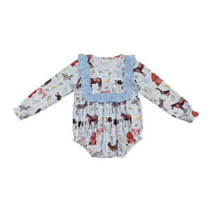 Animales de granja caballo pollito caballo manga larga bebé niñas mameluco bebé Niñas Ropa Boutique venta al por mayor alta calidad nueva llegada RTS - Product Image 6