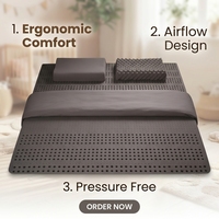 Surmatelas de massage convertible en latex écologique Apivita - Doux, épaisseur 5-15 cm, design moderne, pour chambre à coucher, maison, école