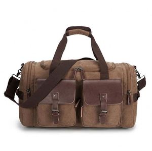 Free Sample <b>Canvas</b> <b>Duffle</b> <b>Bag</b> Oversized Genuine Leather Weekend <b>Bags</b> for Men and Women - Product Image 1