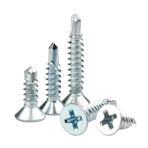 Vis autoperceuses à tête fraisée en acier au carbone, zinguées bleu-blanc, à tête plate Phillips, pour le plastique - Product Image 3