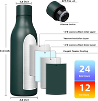 Botol termos air terpisah 550ML, botol termos air baja tahan karat dinding ganda, hadiah Natal ramah lingkungan olahraga luar ruangan portabel
