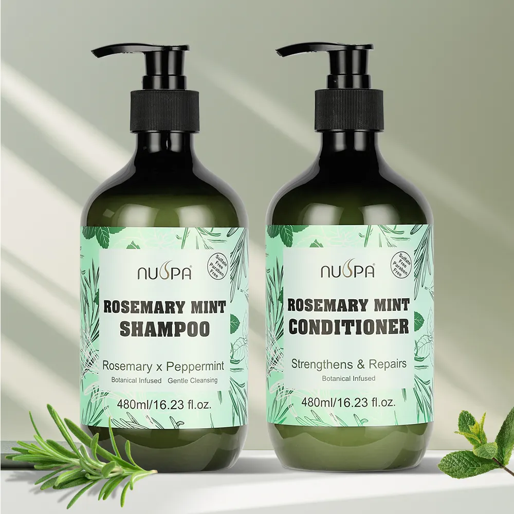 Nuspa Großhandelspreis natürliche Entfernung von Schuppen Rosemary Mint Shampoo wirksames Reinigungs-Sulfatfreies Haar-Shampoo