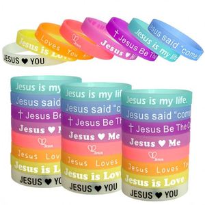 Jesus Wristband Silicone Promotional Religious Rubber <b>Bracelets</b> with Printed Design Can Customized Luminous Wristband - Product Image 4