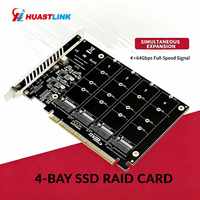 4 Port M.2 NVME SSD Ke PCIE X16 Kartu Konverter Adaptor Mendukung 2230/2242/2260/2280 Kartu Ekspansi Pengontrol Host Indikator LED