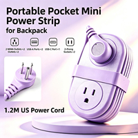 Multiprise de voyage avec chargeur rapide USB-C PD 20W, rallonge enroulable, 2 prises CA 3 broches et 2 prises CA 2 broches, prise US pour hôtel