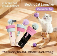 Jouet interactif pour chat à commande par bouton, lanceur de teaser éjectable et rétractable automatiquement, vente chaude 2026, pour chats d'intérieur (vente en gros)