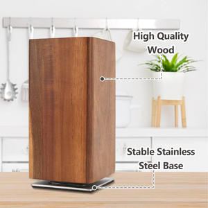 Bloc à couteaux rotatif en bois avec bande PP, organisateur de rangement durable en bois massif pour couteaux de cuisine, écologique pour la maison et la cuisine - Product Image 2