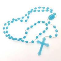 Collier Croix Lumineuse, Bijoux d'Exportation, Chapelet Lumineux en Plastique, Perles Brillantes dans le Noir
