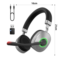 Casque sans fil 5.3 sans fil avec micro perche ENC, dongle USB, lumière muette et 34 heures de conversation Idéal pour les centres d'appels et le travail à distance