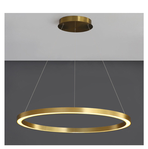 Grande lampe à LED de luxe noire ronde personnalisée Dimmable lustres nordiques modernes linéaires en aluminium lampes suspendues - Product Image 6