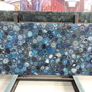 Natural semi precious stone blue agate table top countertop