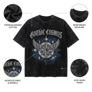 T-shirt personnalisé OEM vintage délavé 300 GSM en coton épais coupe oversize carrée courte avec imprimé graphique pour homme - Product Image 3