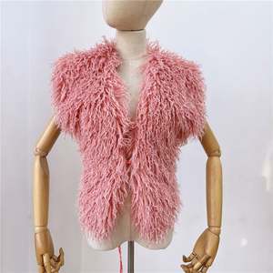 Fluffy Luxury Faux Fur Halter Vest Mujeres Deep V-Neck Backless Chaquetas sin mangas Top Winter <span class=keywords><strong>Wamr</strong></span> Outerwear Coat - Product Image 3