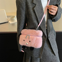 Sac à main en peluche ours mignon, style dessin animé, mode hiver, sac à bandoulière portable pour femme, petit sac quotidien