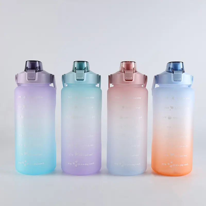 Eco-Friendly Personalizado Meio Galão 64oz BPA Livre Garrafa De Água De Plástico Motivacional Esporte Beber Garrafa Tempo Marker Direto