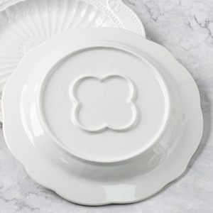 Assiettes creuses en céramique blanche gaufrée style <span class=keywords><strong>baroque</strong></span>, <span class=keywords><strong>vaisselle</strong></span> vintage pour mariage, fête, restaurant, dîner, dessert - Product Image 4