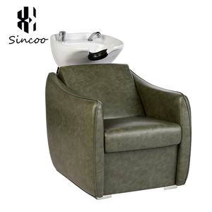 Manufacturer High-<b>end</b> Golden Basin Shampoo Chair Custom Leather High-density Sponge Leg Lift Shampoo <b>Bed</b> Chair for Hair Salon - Product Image 1