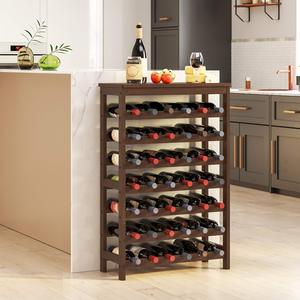 Porte-bouteilles à vin de luxe en bambou, présentoir à vin à 7 niveaux, rangement pour 42 bouteilles, étagère organisateur, support de bouteilles de vin haut de gamme - Product Image 5