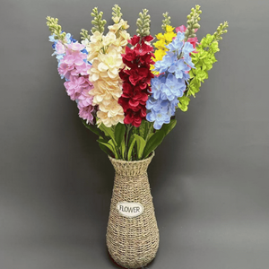 Ramo de Flores de Delphinium de Seda Artificial <span class=keywords><strong>en</strong></span> Oferta, Ramo de Jacinto de Seda Artificial <span class=keywords><strong>en</strong></span> Azul Claro, Blanco y Rojo de 84 cm para Decoración de Bodas y San Valentín - Product Image 1