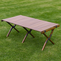 Conjunto de Mesa y Sillas Plegables de Bambú para Exteriores, Ligeras, Duraderas y Portátiles para Campamento y Picnic