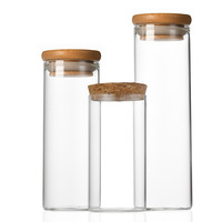 Vente en gros boîtes en verre transparent épaissi ménage carré couvert de bambou stockage en verre alimentaire scellé boîtes de qualité alimentaire